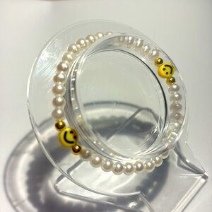 Faux pearls and Happy face bracelet